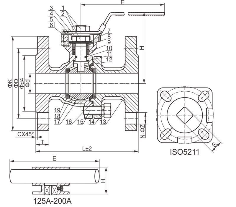 C210 2 chip level platform flanged ball valves