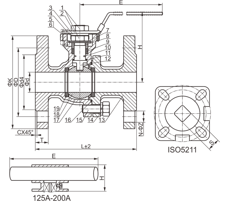 日標法蘭球閥結構圖